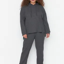 Trendyol Plus Size Ribbed Sweatshirt & Trousers-picture-41