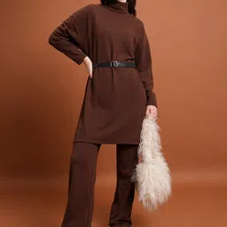 Tokyo Talkies Turtle Neck Longline Sweater With Trousers-picture-35