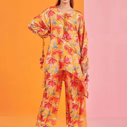 KARAJ JAIPUR Printed Round Neck Tunic & Trousers-image-39