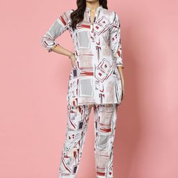 Clora Creation Printed Three Quarter Sleeve Tunic & Trouser Co-Ords-image-86