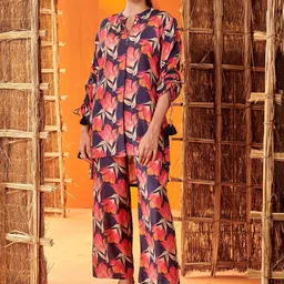 KARAJ JAIPUR Printed Mandarin Collar Tunic With Trouser-image-47