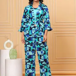 UNBIND Printed Pure Cotton Top, Shrug & Trouser Co-Ords image 1