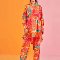 KARAJ JAIPUR Printed Shirt Collar Tunic & Trouser-image-50