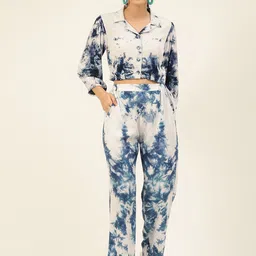 JAVINISHKA Tie & Dye Crop Shirt With Trousers-picture-56