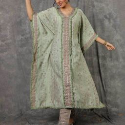NOOR by ISHNYA - Embroidered Kaftan With Trouser Co-Ords-image-8