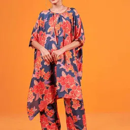 KARAJ JAIPUR Printed Round Neck Tunic With Trouser-image-48