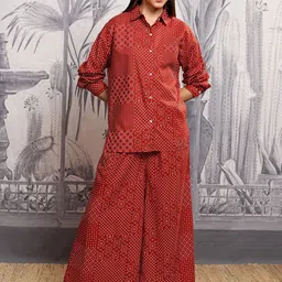 Vishudh Printed Pure Cotton Shirt With Palazzos Co-Ords-image-28