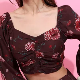 Vishudh Black Printed Polyester Square Neck Top With Flared Palazzos image 2