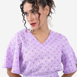 Vishudh Lavender Printed Crop Top & Palazzos Co-Ords image 2