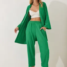 Happiness istanbul Front Open Shrug With Trouser image 3