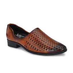 VIV Men Textured Padded Insole Mojaris With Laser Cuts image 3