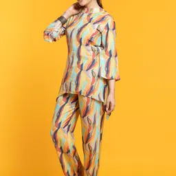 OCTICS Abstract Printed High Neck Top With Trousers image 5