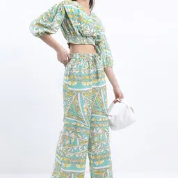 KETCH Abstract Printed Crop Top With Pant Co-Ords image 2
