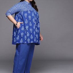 A PLUS BY AHALYAA Plus Size Printed Pure Cotton Tunic With Palazzos image 4