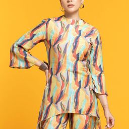 OCTICS Abstract Printed High Neck Top With Trousers image 3