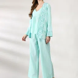 Anouk Chevron Printed Pure Cotton Top & Palazzos with Jacket Co-Ords image 5