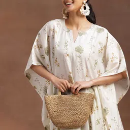 Libas Printed V-Neck Kaftan Tunic With Palazzos Co-Ords image 5