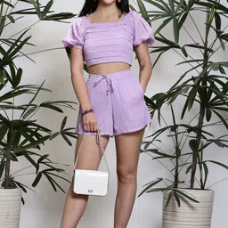Sera Self-Design Square Neck Top With Shorts Cord-Set image 2
