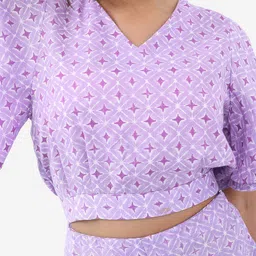 Vishudh Lavender Printed Crop Top & Palazzos Co-Ords image 5