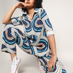 Campus Sutra Printed Shirt & Mid-Rise Trousers Co-Ords-picture-50