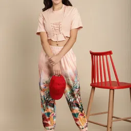 BLANC9 Printed Pure Cotton Crop Top & Joggers-image-11