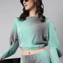 SHOWOFF Boat Neck Long Sleeves Dyed Top & Trousers-90