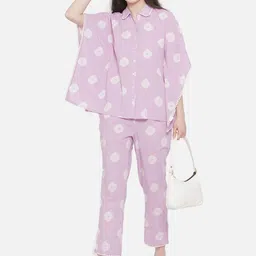 KALINI Geometric Printed Shirt Collar Kaftan With Trouser image 3