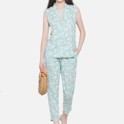 KALINI Floral Printed Notched Lapel Collar Top With Trouser image 2