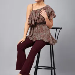 Antheaa Printed One Shoulder Tunic With Trousers image 5