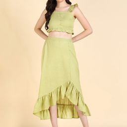 Mast & Harbour Shoulder Straps Ruffles Top & Skirt-image-92