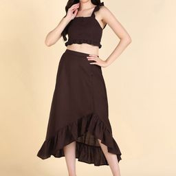 Mast & Harbour Shoulder Straps Ruffles Top & Skirt-image-93