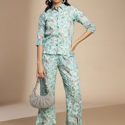 Shaily Floral Printed Shirt Collar Shirt With Trouser-31