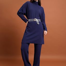 Tokyo Talkies Longline Sweater With Plus size Regular Fit Trouser-image-43