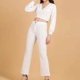 Popwings Self Design Crop Top With Trouser Co-Ords-picture-55
