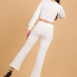 Popwings Self Design Crop Top With Trouser Co-Ords image 4