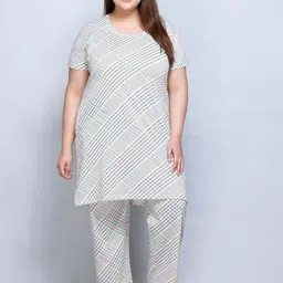 IN Love Plus Size Checked Pure Cotton Top & Palazzo-picture-25