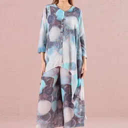 navyasa by liva Abstract Printed V-Neck Top and Palazzos-picture-1