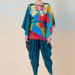 navyasa by liva Abstract Printed Kafthan Tunic With Dhoti Pant-picture-26