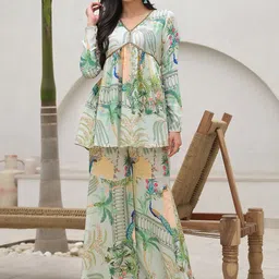 Kalini Printed V-Neck Tunic With Palazzo-image-22