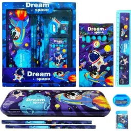Cartoon Space Stationery Kit Six in One for Boys: Pencil box combo Geometry Box-picture-23
