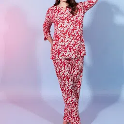 DressBerry Red Floral Printed Top & Trouser-picture-38