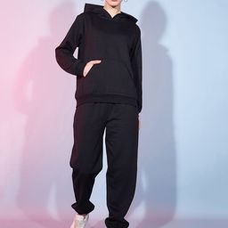 DressBerry Black Hooded Sweatshirt & Joggers-image-5