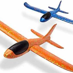 Airplane Toy Set of 2 - 17.5" Large Throwing Foam Plane, Dual Flight Mode, Aeroplane Gliders, Flying Aircraft, Gifts for Kids, 3 4 5 6 7 Year...-7