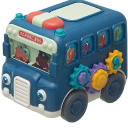 3 Inch Friction Powered Mini Educational School Activity Toy Bus for Infant Kids-0