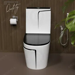 21001 Ceramic Snow White commode with Black Line Finishing 21001 Western Commode-21
