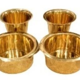 Pack of 8 Brass Madhura eStores Brass Coffee Dabara Set/Traditional Kumbakonam Dabara Set/Degree Tumbler and Dabara/Serving Drinkware/Tea Dabara Set/Peetal ka Dabara Set (Pack of 1) ?39900-7