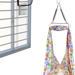 Chunky Baby Swing Cradle with Spring and Metal Window Cradle Hanger (Purple)-22