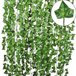 Artificial Ivy Garlands Plant Greenery Hanging Vine Creeper Home Decor (2 pcs) Green Westeria Artificial Flower-image-8