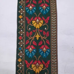 Lace Fall Border 3 inch & 9 Mtr Multicolor Flower Design Jacquard Lace Border Lace Reel-image-4