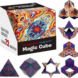 littlepaws Magic Puzzle Shape Shifting Puzzle, 3D Magnetic Cube, Transform Into 72 Shapes image 2
